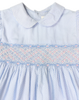 Hand Smocked Frill Dress Blue