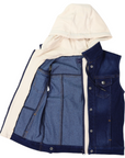 Denim Vest with Hood Dark Wash