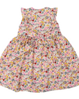 Hand Smocked Floral Dress with Frill Beige