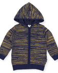 Fleck Knit Zip Jacket Charcoal
