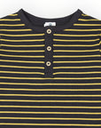 Striped Cotton Henley Top Charcoal