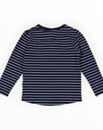 Striped Cotton Henley Top Blue