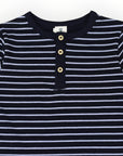Striped Cotton Henley Top Blue