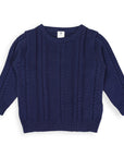 Classic Winter Cable Knit Sweater Navy