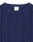 Classic Winter Cable Knit Sweater Navy