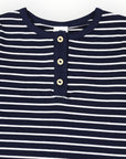 Cotton Henley Top Navy Stripe