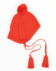 Soft Cable Knit Beanie with Tassles Red