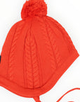 Soft Cable Knit Beanie with Tassles Red