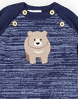 Bear Fleck Knit Romper Blue