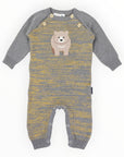 Bear Fleck Knit Romper Charcoal