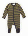 Striped Zip Cotton Romper Charcoal