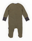 Striped Zip Cotton Romper Charcoal