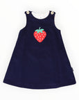 Strawberry Appliqued Cord Dress Navy