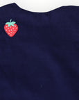 Strawberry Appliqued Cord Dress Navy