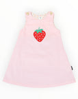 Strawberry Appliqued Cord Dress Pink