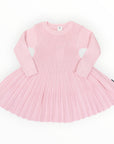 Rib Knit Flare Dress Pink