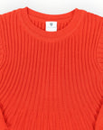 Rib Knit Flare Dress Red