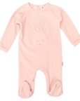Velour Romper with Bunny Applique Pink