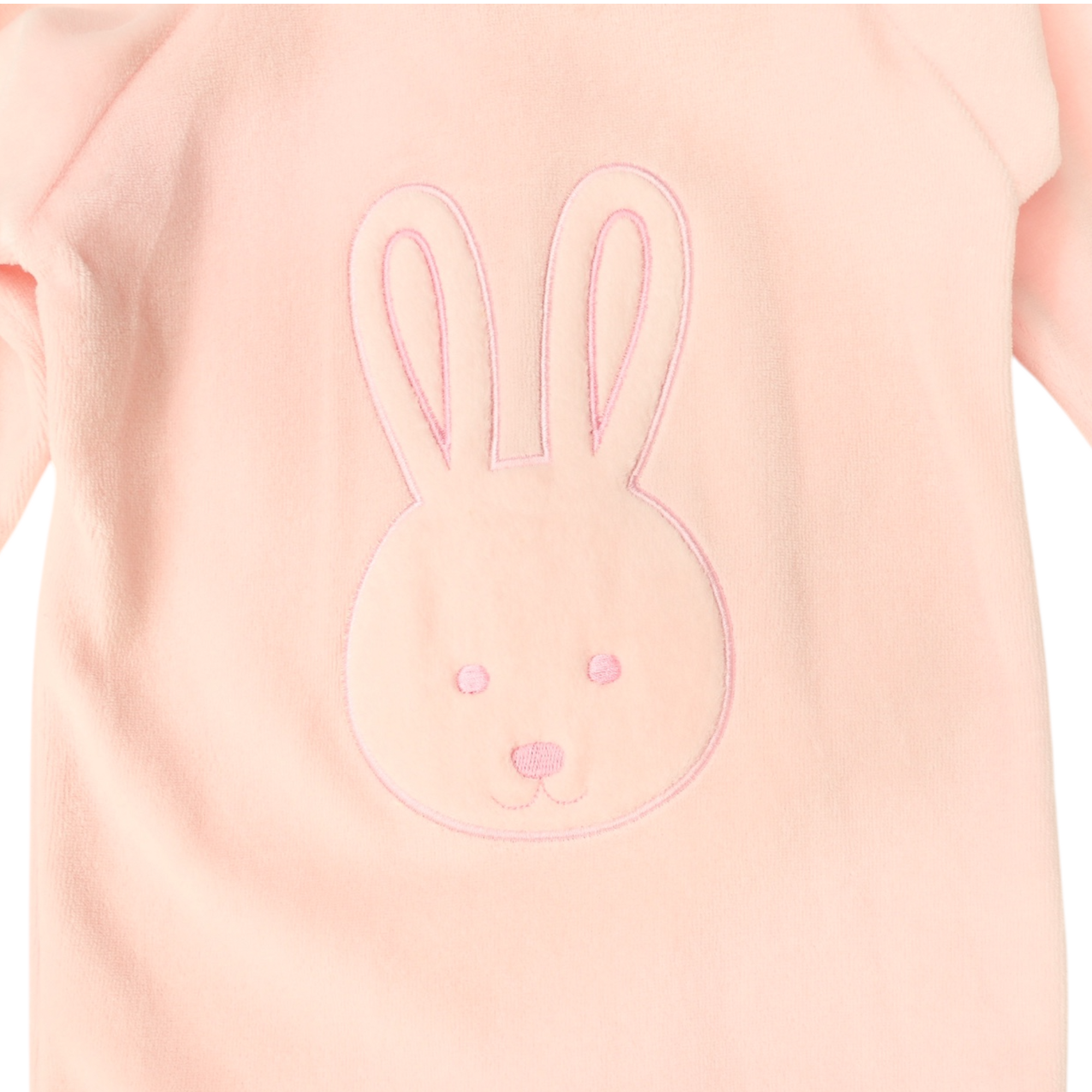 Velour Romper with Bunny Applique Pink