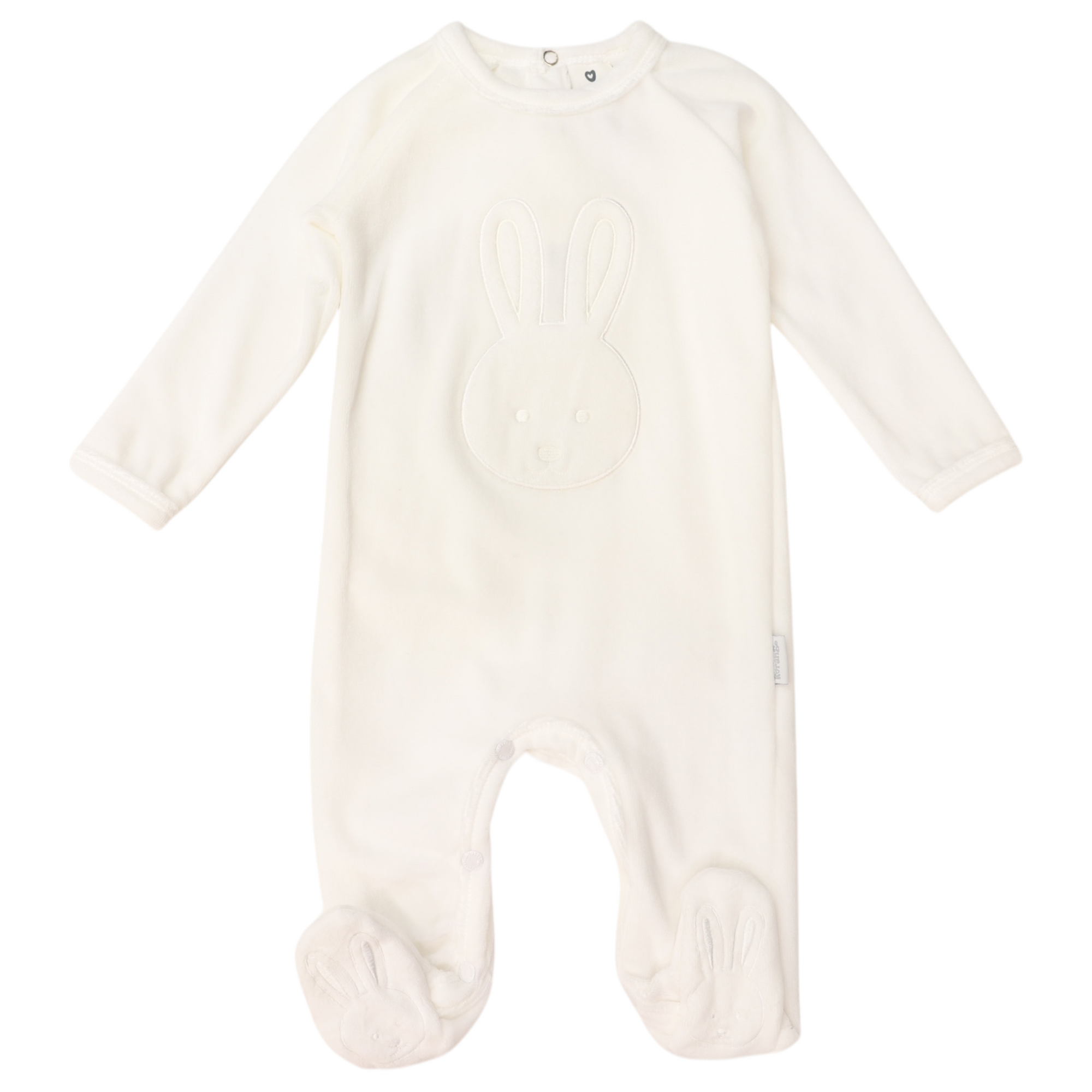 Velour Romper with Bunny Applique White