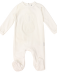 Velour Romper with Bunny Applique White