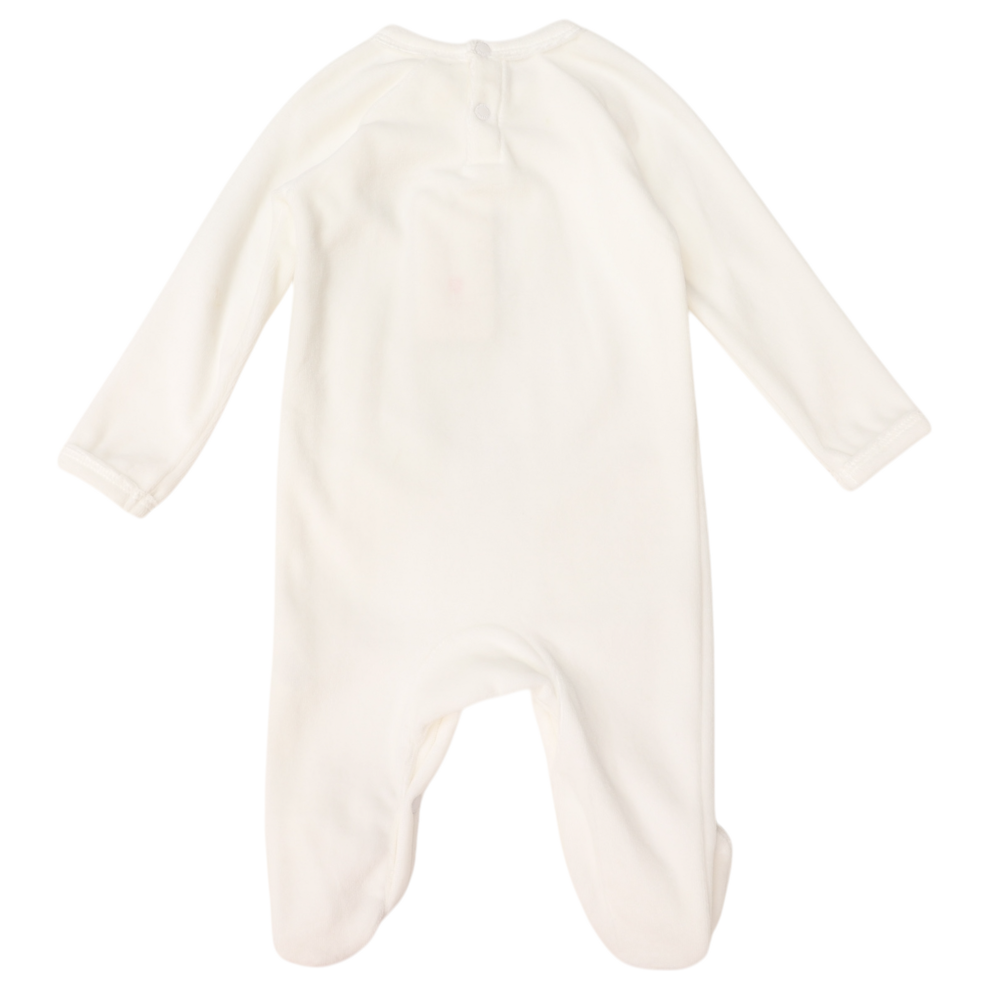 Velour Romper with Bunny Applique White