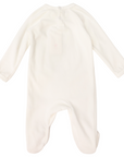 Velour Romper with Bunny Applique White