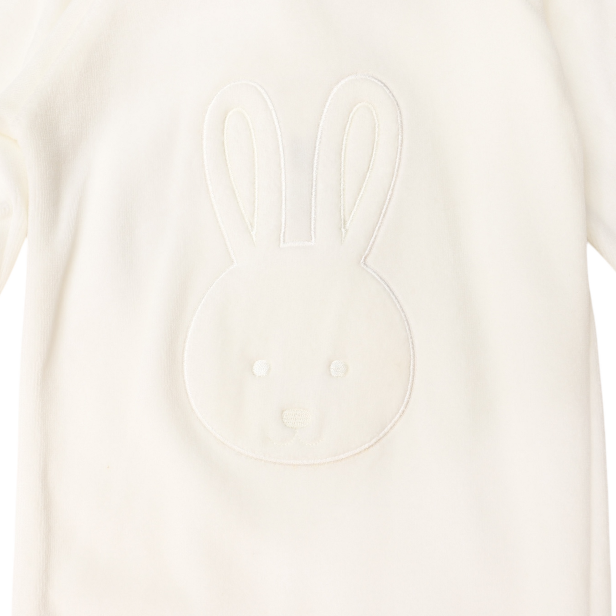 Velour Romper with Bunny Applique White