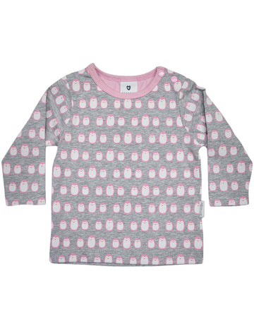 Baby Penguin Printed Long Sleeve Top Pink