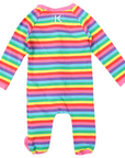 Cotton Stretch Long Sleeve Romper with Zip - Rainbow Stripe