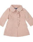 Frilled Collared Overcoat Faux Wool Dusty Pink