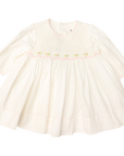 Rosettes Twill Smocked Dress Ivory