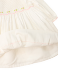 Rosettes Twill Smocked Dress Ivory