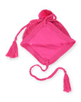 Lined Knit Beanie with Tassels Hot Pink