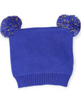 Tiger Beanie with Pom Poms Blue