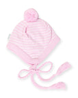 Lined Knit Beanie Pink & White Stripe
