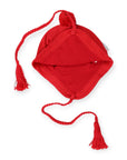 Lined Knit Beanie with Tassels Red