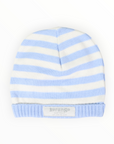 Striped Knit Beanie Baby Blue & White
