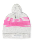 Knit Beanie Pink & Grey Stripe