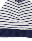 Striped Knit Beanie with Pom Pom Navy