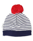 Striped Knit Beanie Grey Marle & Navy