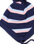 Knit Striped Girls Beanie Navy