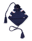 Knit Striped Girls Beanie Navy