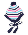 Striped Lined Knit Beanie Blue