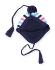 Striped Lined Knit Beanie Blue