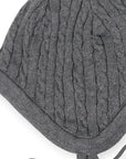 Cable Knit Beanie Charcoal with Tassels