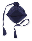 Knit Beanie Navy with White Embroidery