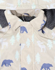 Bear Print Colour Change Sherpa Lined Raincoat Tapioca