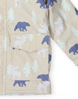 Bear Print Colour Change Sherpa Lined Raincoat Tapioca