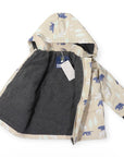 Bear Print Colour Change Sherpa Lined Raincoat Tapioca